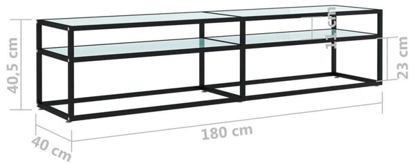 VidaXL Modern TV Szekrény - Fekete Fém & Márvány Üveg - 180 cm