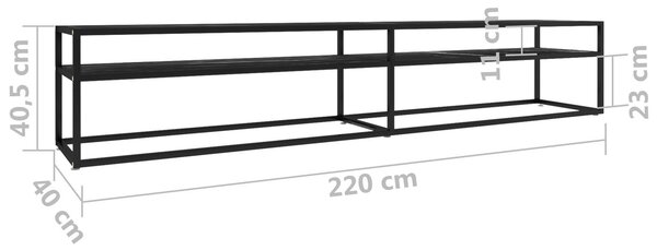 Modern TV-szekrény - Fekete Márvány - 220cm