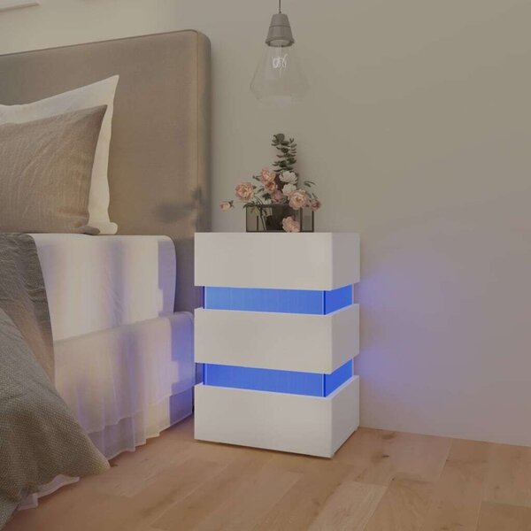 LED-es Éjjeliszekrény - Fehér - 45x35x67 cm