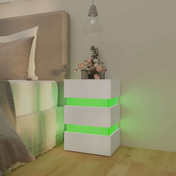 LED-es Éjjeliszekrény - Fehér - 45x35x67 cm