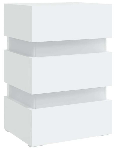 LED-es Éjjeliszekrény - Fehér - 45x35x67 cm