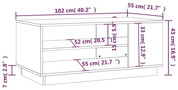 VidaXL Dohányzóasztal - Fehér - 102x55x43 cm