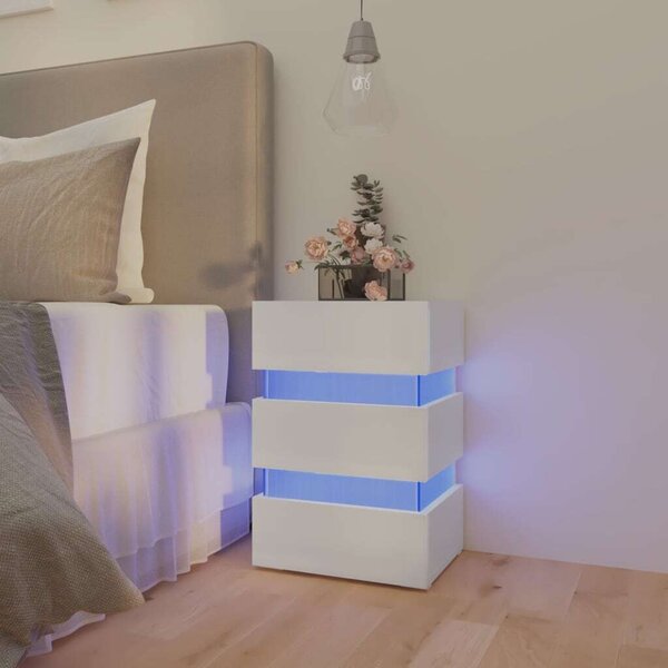 LED-es Éjjeliszekrény - Fehér - 45x35x67 cm
