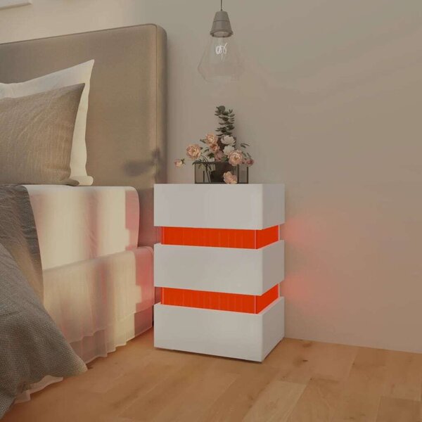 LED-es Éjjeliszekrény - Fehér - 45x35x67 cm