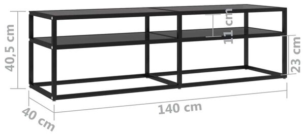 VidaXL Fekete Üveg TV-Szekrény - 140cm