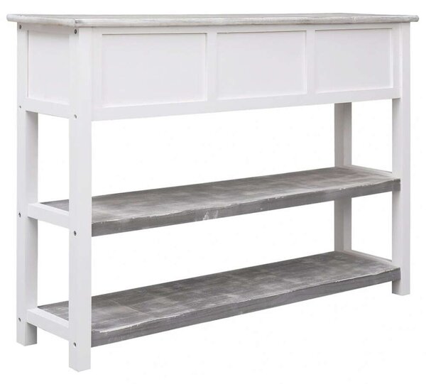 VidaXL Antik Szürke Tömörfa Tálalószekrény - 108x30x76 cm