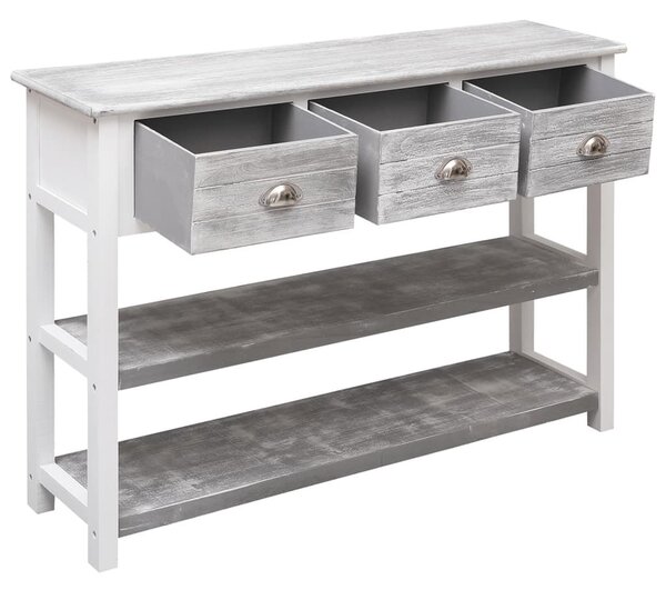 VidaXL Antik Szürke Tömörfa Tálalószekrény - 108x30x76 cm