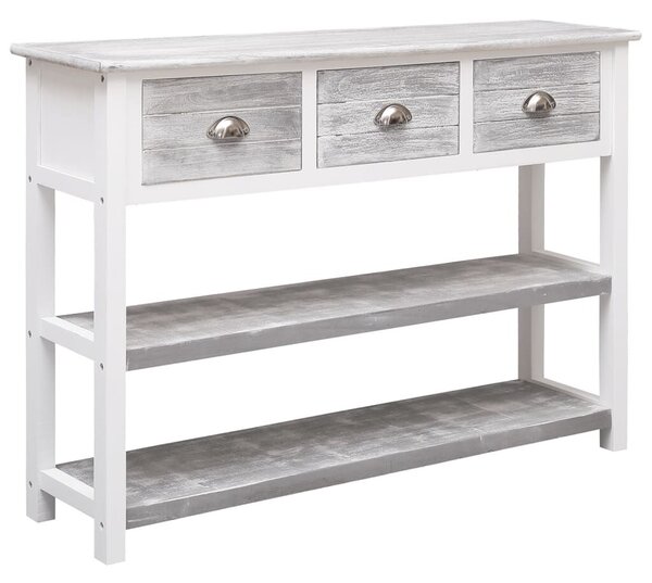 VidaXL Antik Szürke Tömörfa Tálalószekrény - 108x30x76 cm