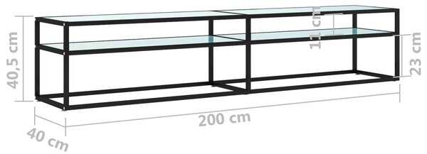 Modern TV-szekrény - Üveg - Fehér Márvány - 200cm