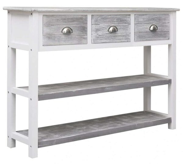 VidaXL Antik Szürke Tömörfa Tálalószekrény - 108x30x76 cm