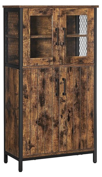 Tárolószekrény, fürdőszobai szekrény 60 x 108 x 30 cm, rusztikus barna és fekete