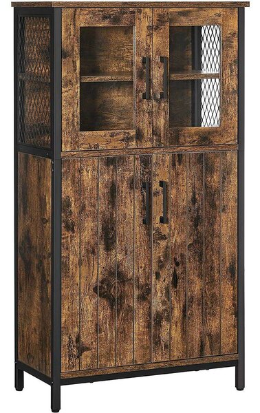 Tárolószekrény, fürdőszobai szekrény 60 x 108 x 30 cm, rusztikus barna és fekete