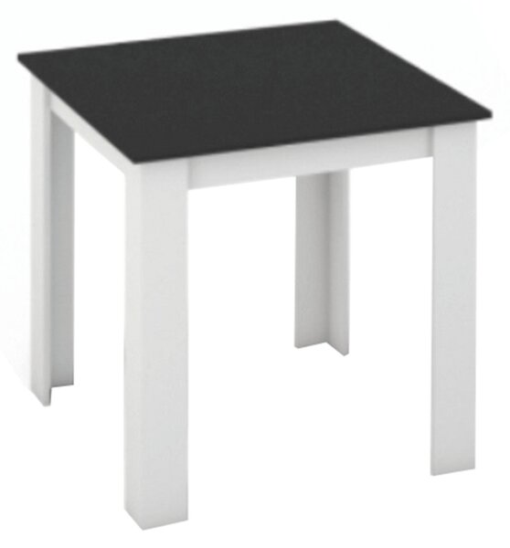 KONDELA Étkezőasztal, fehér/fekete, 80x80 cm, KRAZ