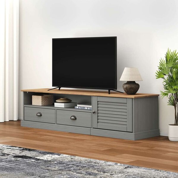 VidaXL VIGO szürke tömör fenyőfa TV-szekrény 156 x 40 x 40 cm