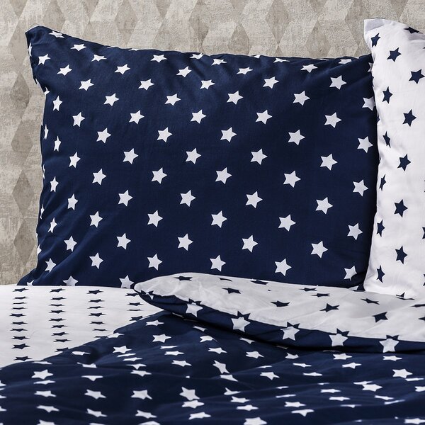4Home pamut ágyneműhuzat Stars Navy, 140 x 200 cm, 70 x 90 cm