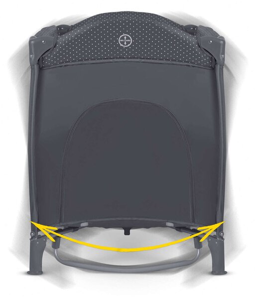 Ricokids állítható fekvőmagasságú prémium Utazóágy kiegészítőkkel és kupolával, 125x78x65, 15kg - Sötétszürke