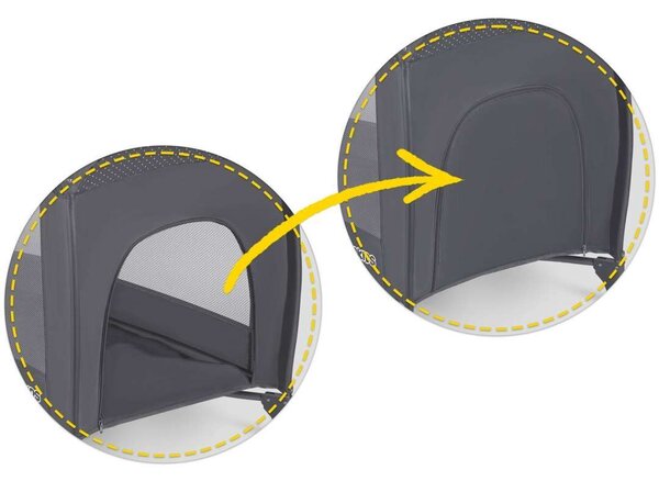 Ricokids állítható fekvőmagasságú prémium Utazóágy kiegészítőkkel és kupolával, 125x78x65, 15kg - Sötétszürke