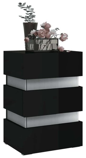 LED-es Éjjeliszekrény - Fekete - 45x35x67 cm