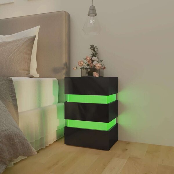 LED-es Éjjeliszekrény - Fekete - 45x35x67 cm