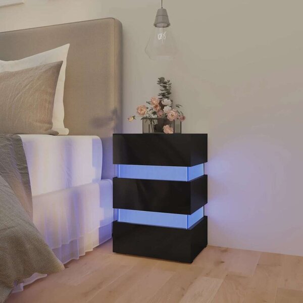 LED-es Éjjeliszekrény - Fekete - 45x35x67 cm