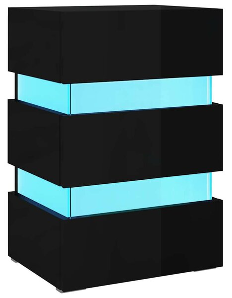 LED-es Éjjeliszekrény - Fekete - 45x35x67 cm
