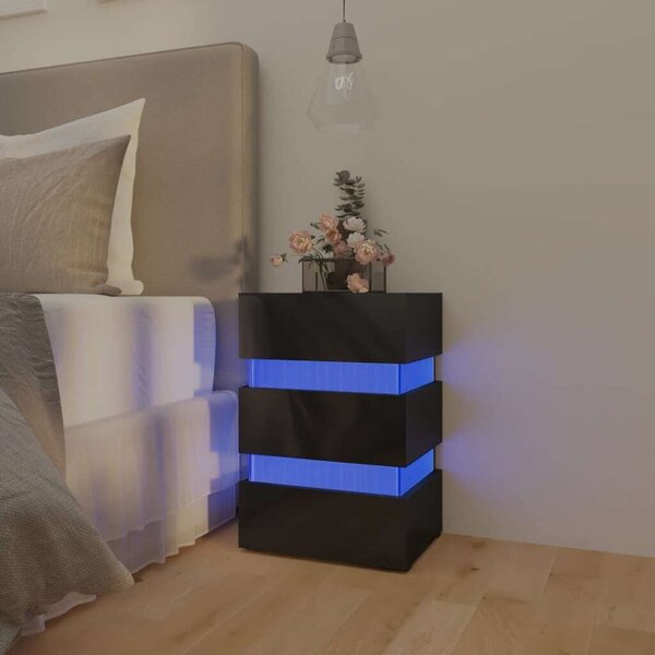LED-es Éjjeliszekrény - Fekete - 45x35x67 cm