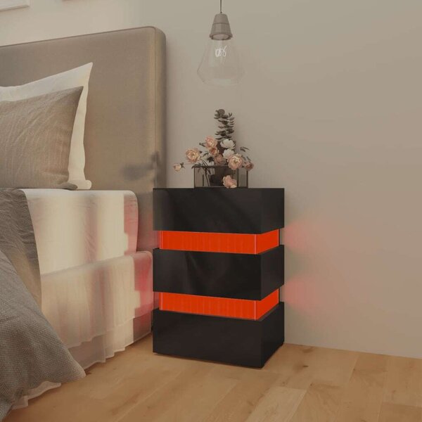 LED-es Éjjeliszekrény - Fekete - 45x35x67 cm