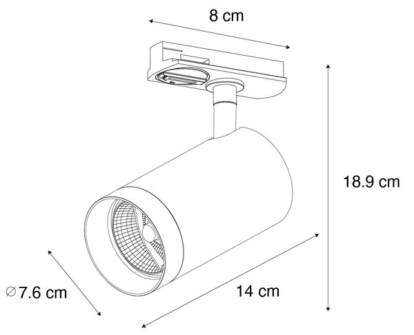 Modern fekete spotlámpa 1 fázisú sínrendszerhez 70 mm - Iconic Jeana Luxe
