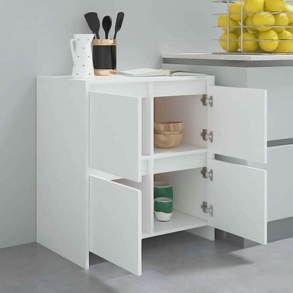VidaXL 2 db fehér forgácslap tálalószekrény 70 x 41 x 75 cm