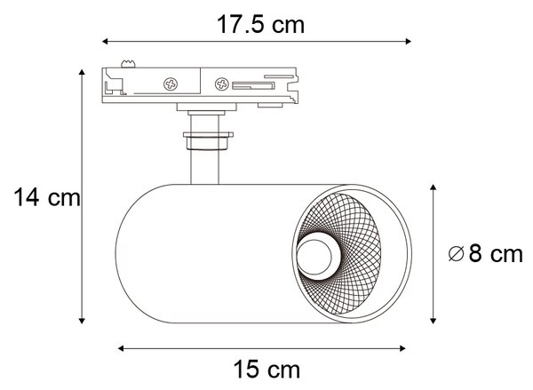 Modern fekete spotlámpa 1 fázisú sínrendszerhez, LED-del - Iconic Mark