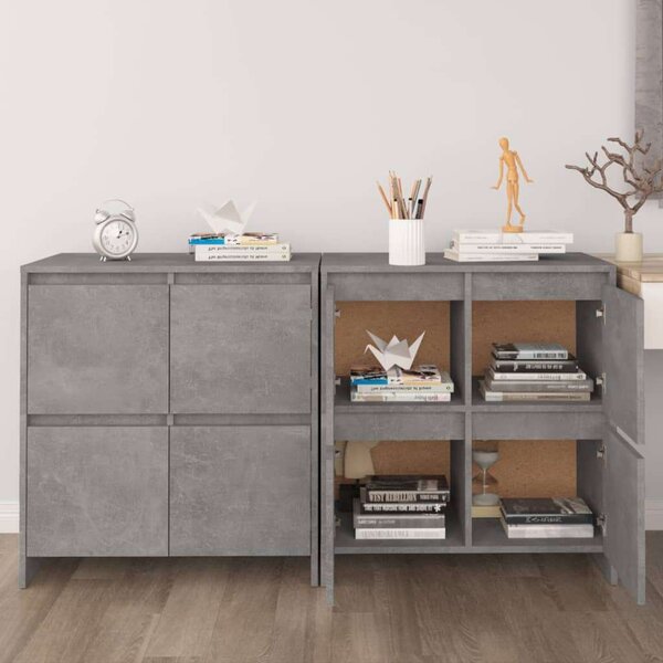 VidaXL 2 db betonszürke forgácslap tálalószekrény 70 x 41 x 75 cm