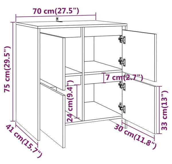 VidaXL 2 db betonszürke forgácslap tálalószekrény 70 x 41 x 75 cm