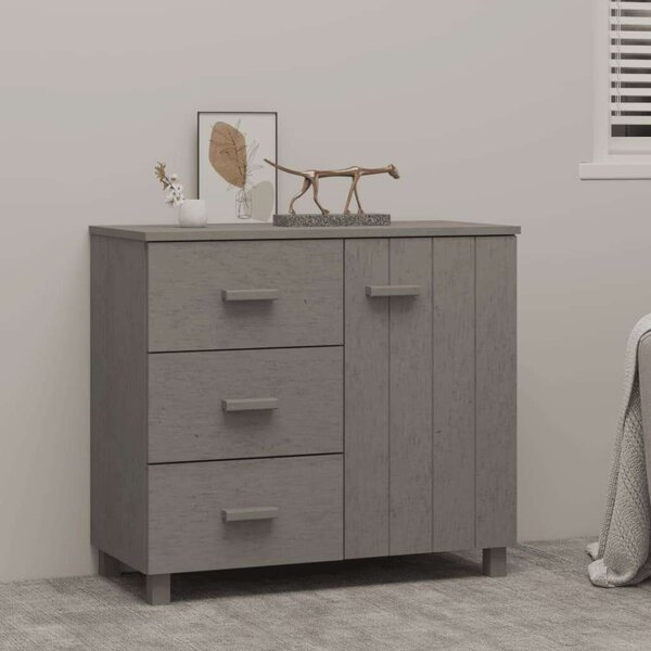 VidaXL HAMAR világosszürke tömör fenyőfa tálalószekrény 90x40x80 cm