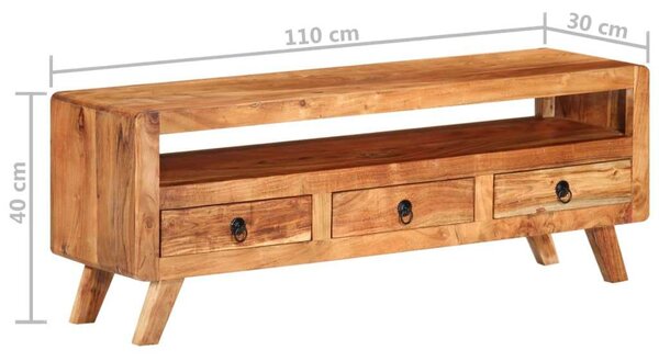 Akácfa TV Szekrény - 3 Fiók - 110cm