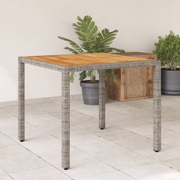 VidaXL szürke polyrattan kerti asztal 90 x 90 x 75 cm