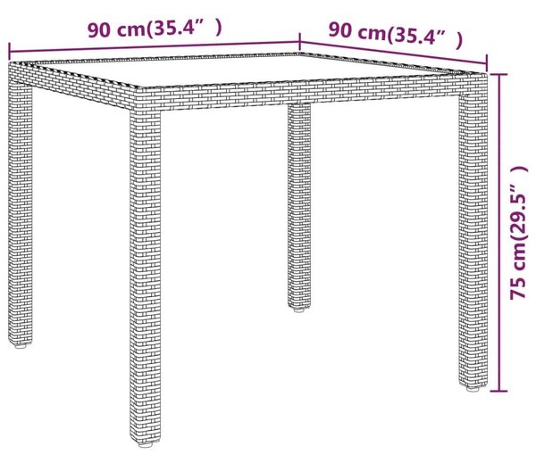 VidaXL szürke polyrattan kerti asztal 90 x 90 x 75 cm