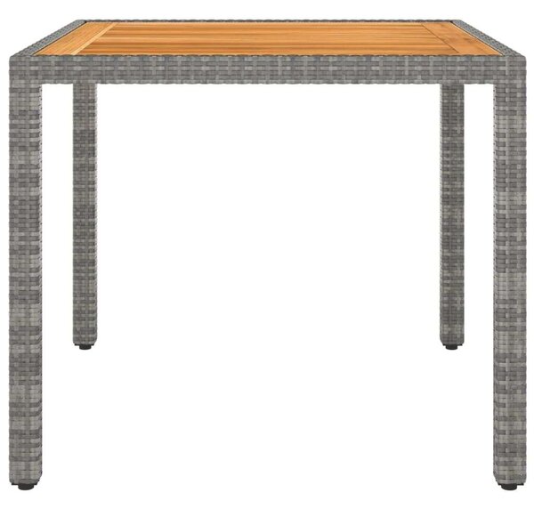 VidaXL szürke polyrattan kerti asztal 90 x 90 x 75 cm