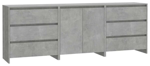 VidaXL Modern Tálalószekrény - 3 részes - Betonszürke