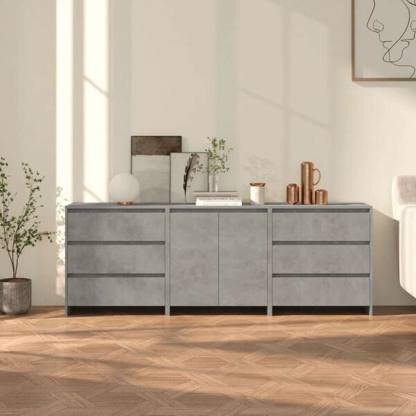 VidaXL Modern Tálalószekrény - 3 részes - Betonszürke
