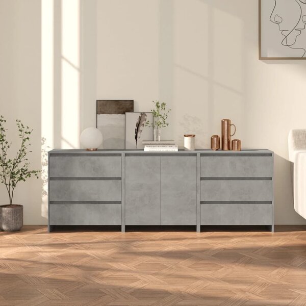 VidaXL Modern Tálalószekrény - 3 részes - Betonszürke