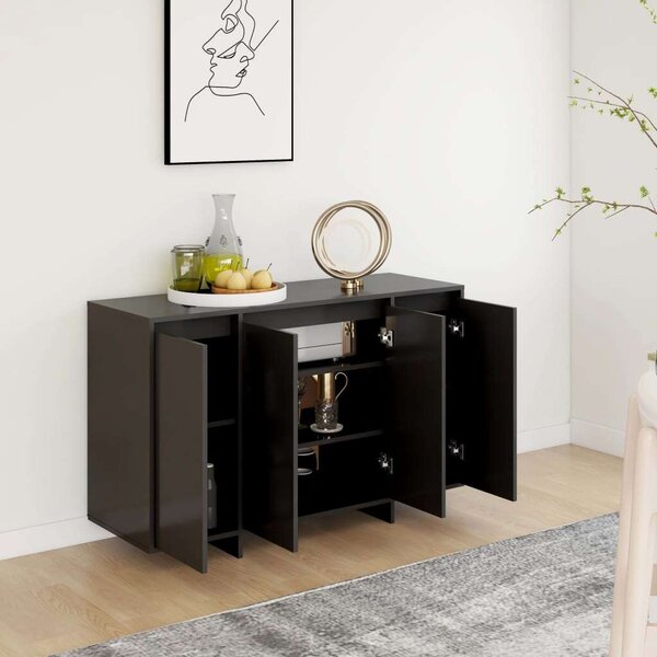 VidaXL fekete forgácslap tálalószekrény 120 x 41 x 75 cm