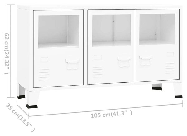 VidaXL Fehér Fém Tálalószekrény - 105x35x62 cm