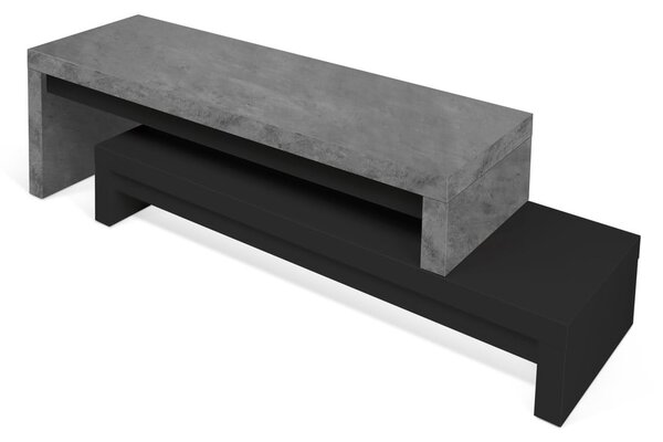 Cliff fekete dupla TV állvány beton dekorral, 125 x 20 cm - TemaHome