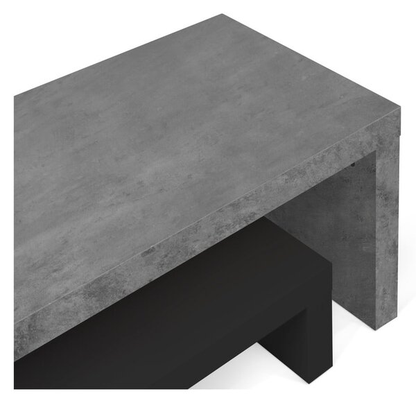 Cliff fekete dupla TV állvány beton dekorral, 125 x 20 cm - TemaHome
