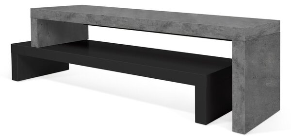 Cliff fekete dupla TV állvány beton dekorral, 125 x 20 cm - TemaHome