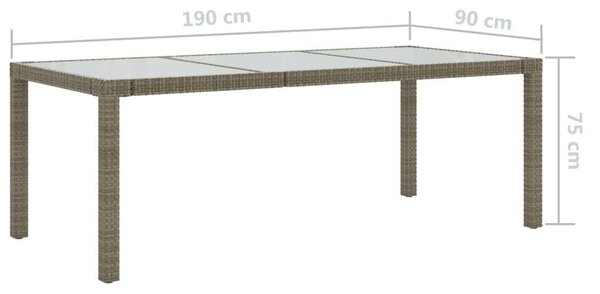 VidaXL Polyrattan Kerti Asztal - Szürke - 190x90 cm