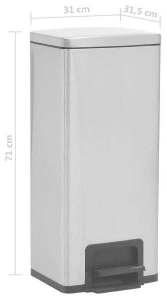 VidaXL ezüst ujjlenyomat-mentes rozsdamentes-acél pedálos kuka 30L