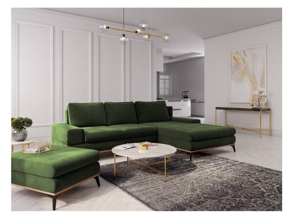 Planet üvegzöld kinyitható sarokkanapé, jobb oldali - Windsor & Co Sofas