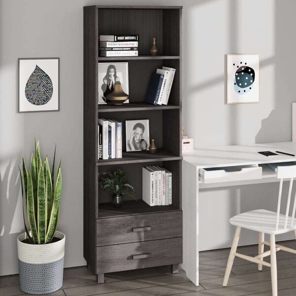 VidaXL világosszürke tömör fenyőfa magasszekrény 60 x 35 x 180 cm
