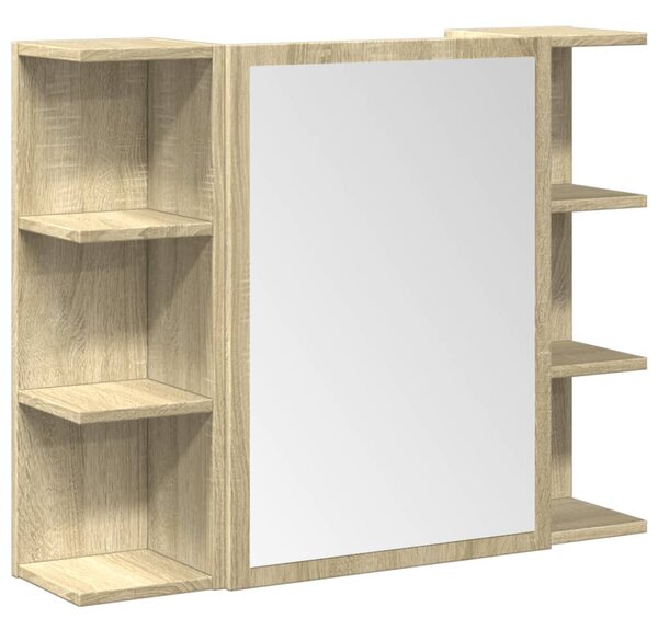 3 részes sonoma tölgyszínű szerelt fa fürdőszobai bútorszett